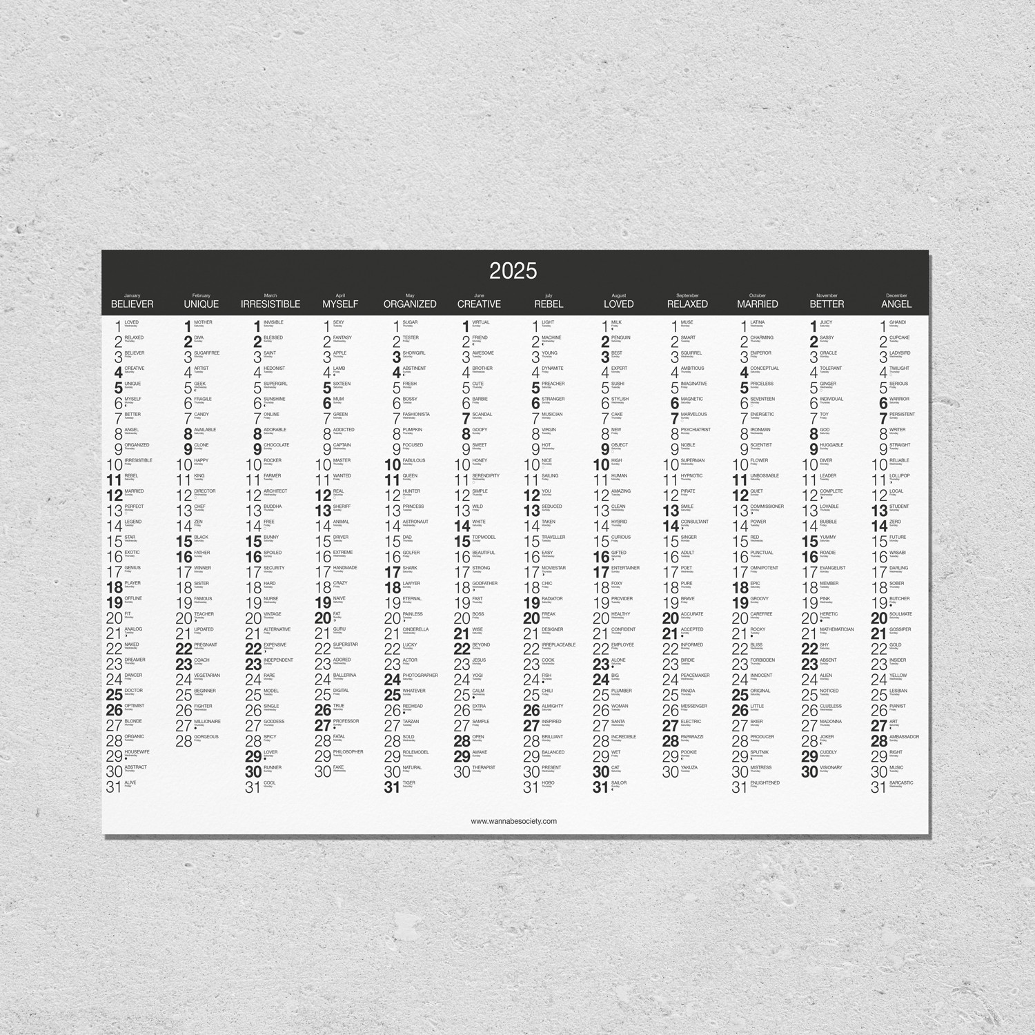 2025 Large Wall Calendar