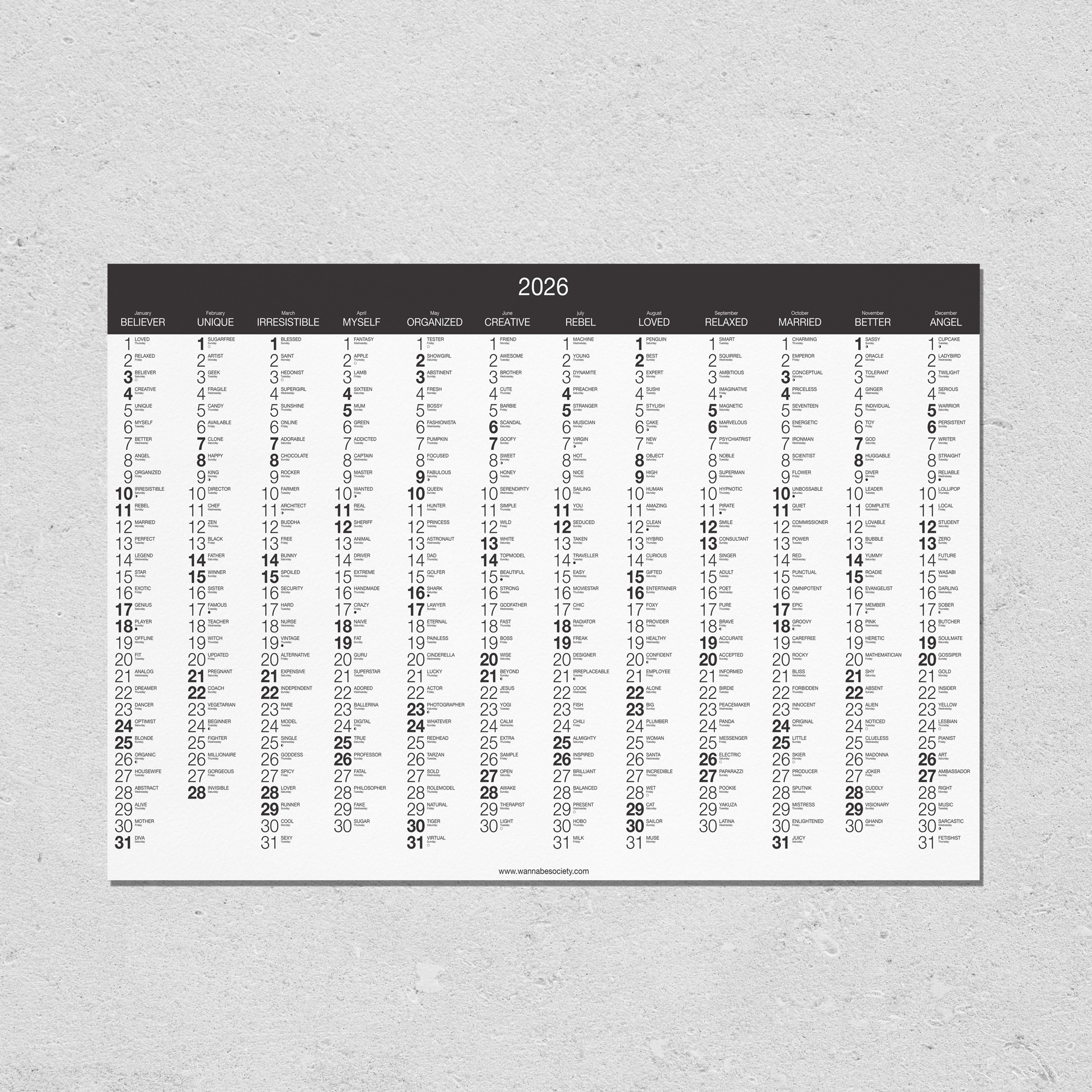 2026 Large Wall Calendar
